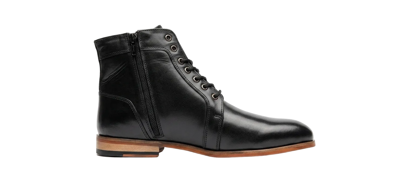 Regalstep Black Formal Lace-Up Ankle Boots