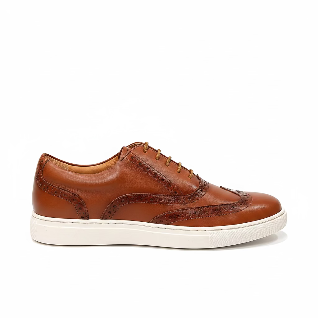 Tan Leather Wingtip Brogue Sneakers