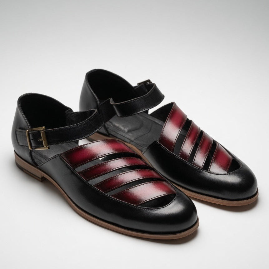 Modern Men’s Handcrafted Leather Cut-Out Monk Strap Sandal