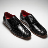 Premium Black Patent Brogues with Intricate Threadwork