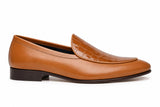 RegalStep Men's Premium Tan Leather Croc Textured Slip-On Loafers
