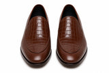 RegalStep Men's Premium Brown Leather Croc Textured Slip-On Loafers
