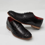Premium Black Patent Brogues with Intricate Threadwork