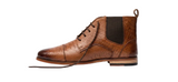 Regalstep Men's Brown Crocodile Texture Lace-Up Ankle Boots